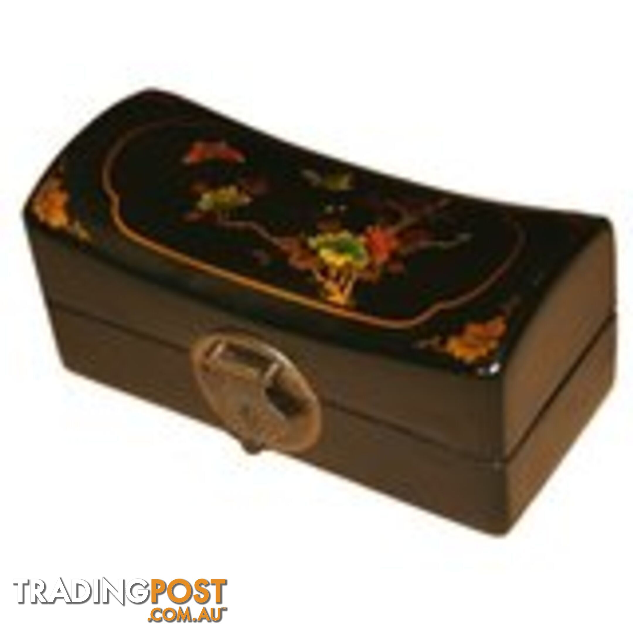 Black Painted Flora Chinese Jewellery Box