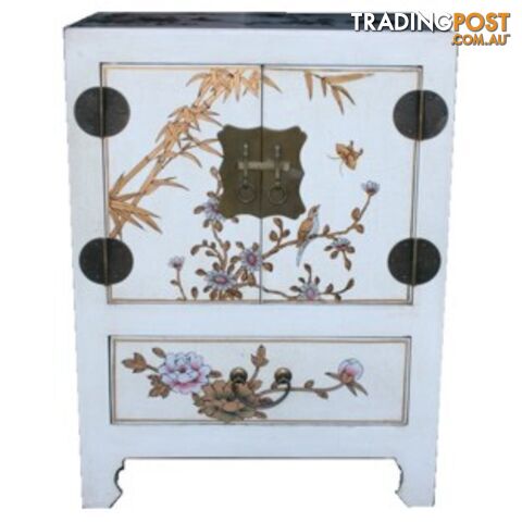 Hand Made White Painted Chinese Bedside Table - photo 2 of 2