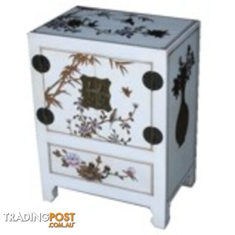 Hand Made White Painted Chinese Bedside Table