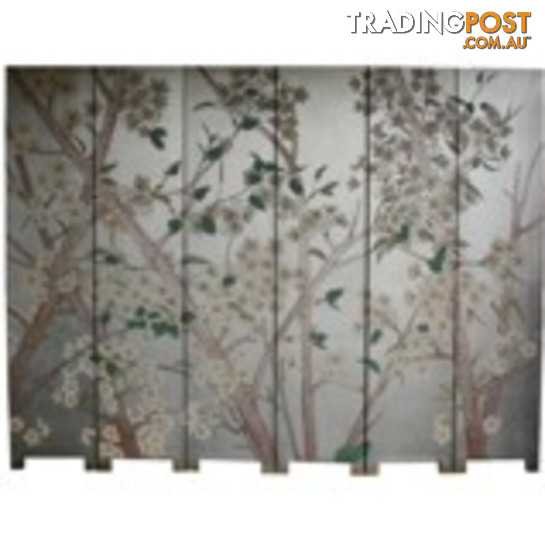 Chinese Silver Leaf Panel White Flower Room Divider Screen