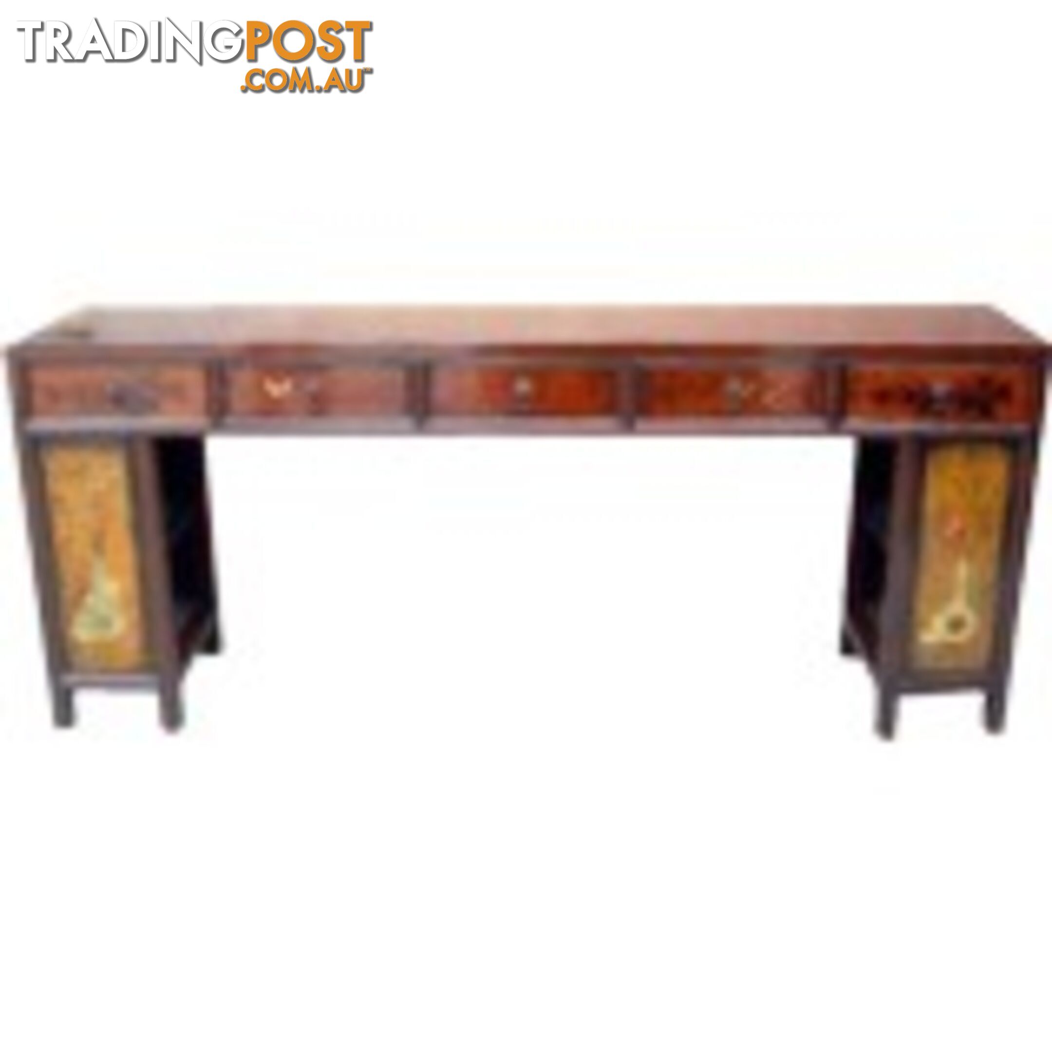 Original Mandarin Chinese Five Drawer Painted Long Table