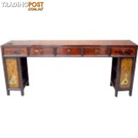 Original Mandarin Chinese Five Drawer Painted Long Table