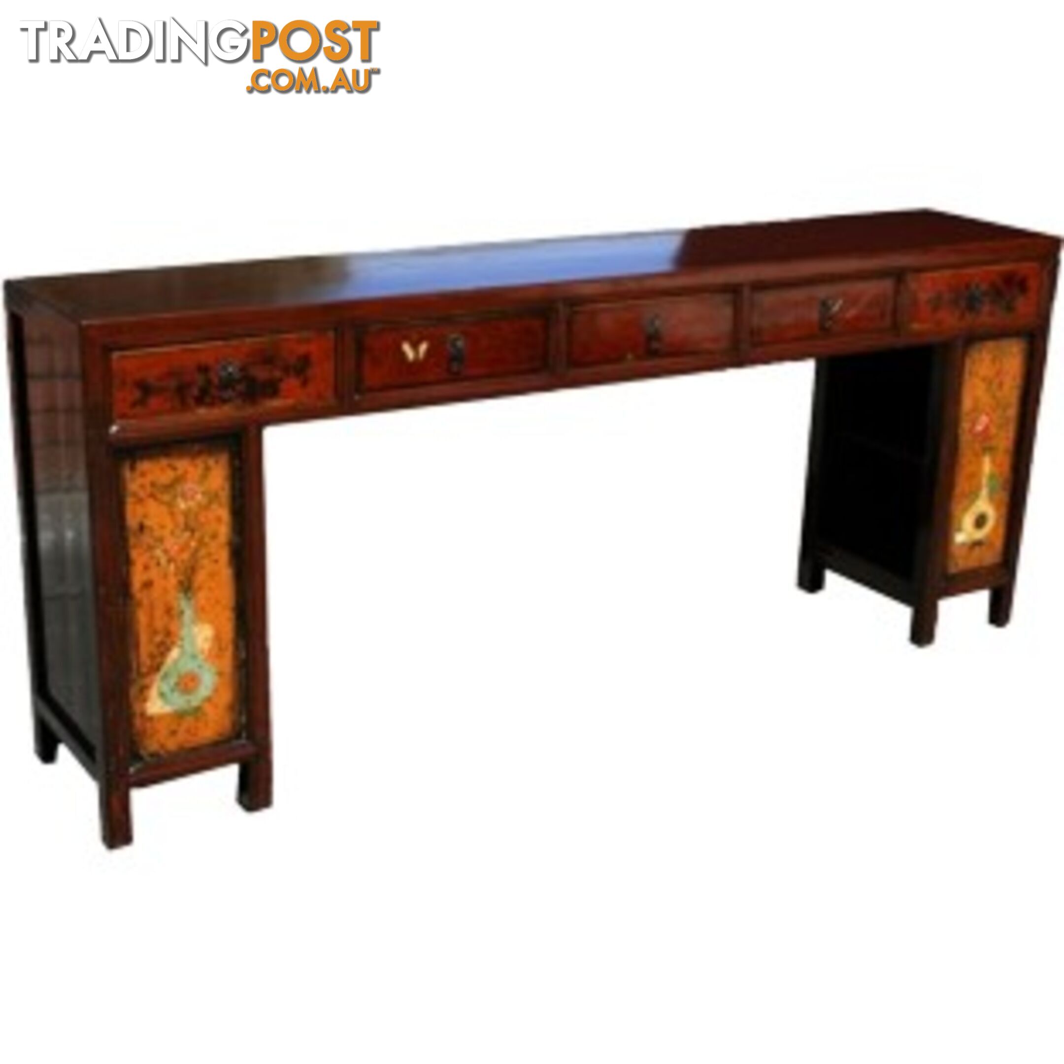 Original Mandarin Chinese Five Drawer Painted Long Table