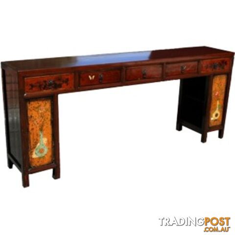 Original Mandarin Chinese Five Drawer Painted Long Table