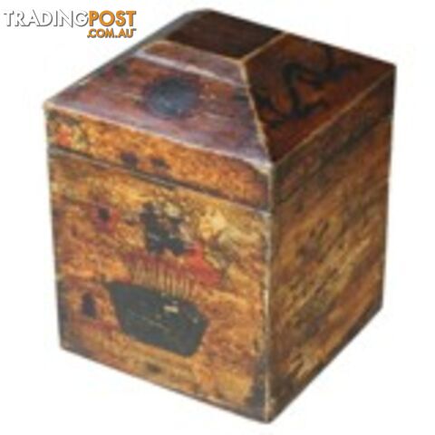 Antique Genuine Leather Painted Box