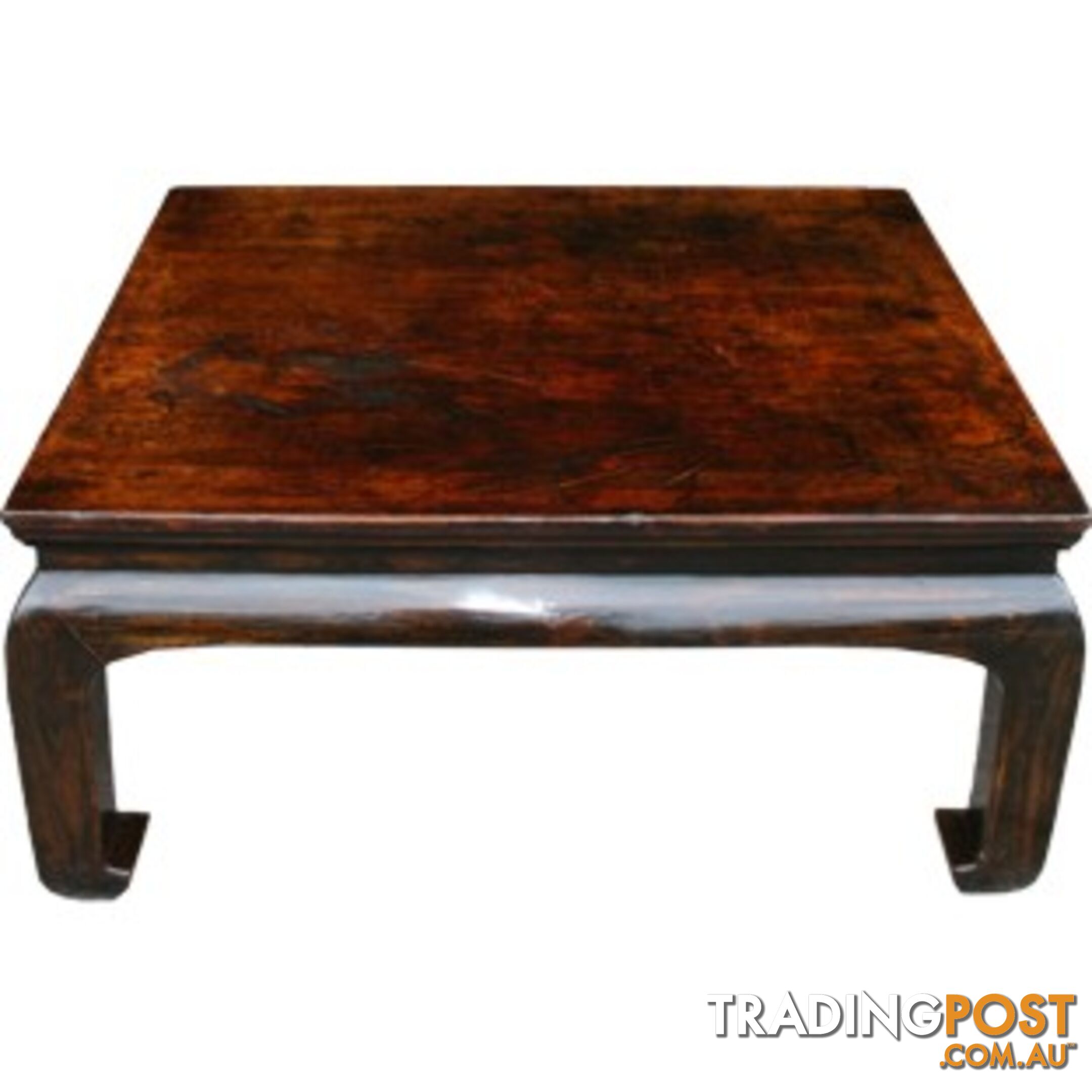 Chinese Brown Coffee Kang Table with Curve Legs