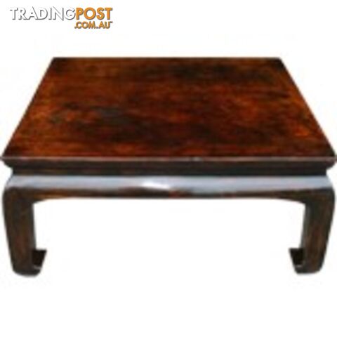 Chinese Brown Coffee Kang Table with Curve Legs