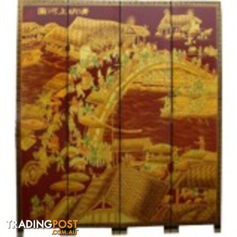 Qing Ming Festival Red Chinese Room Divider Screen