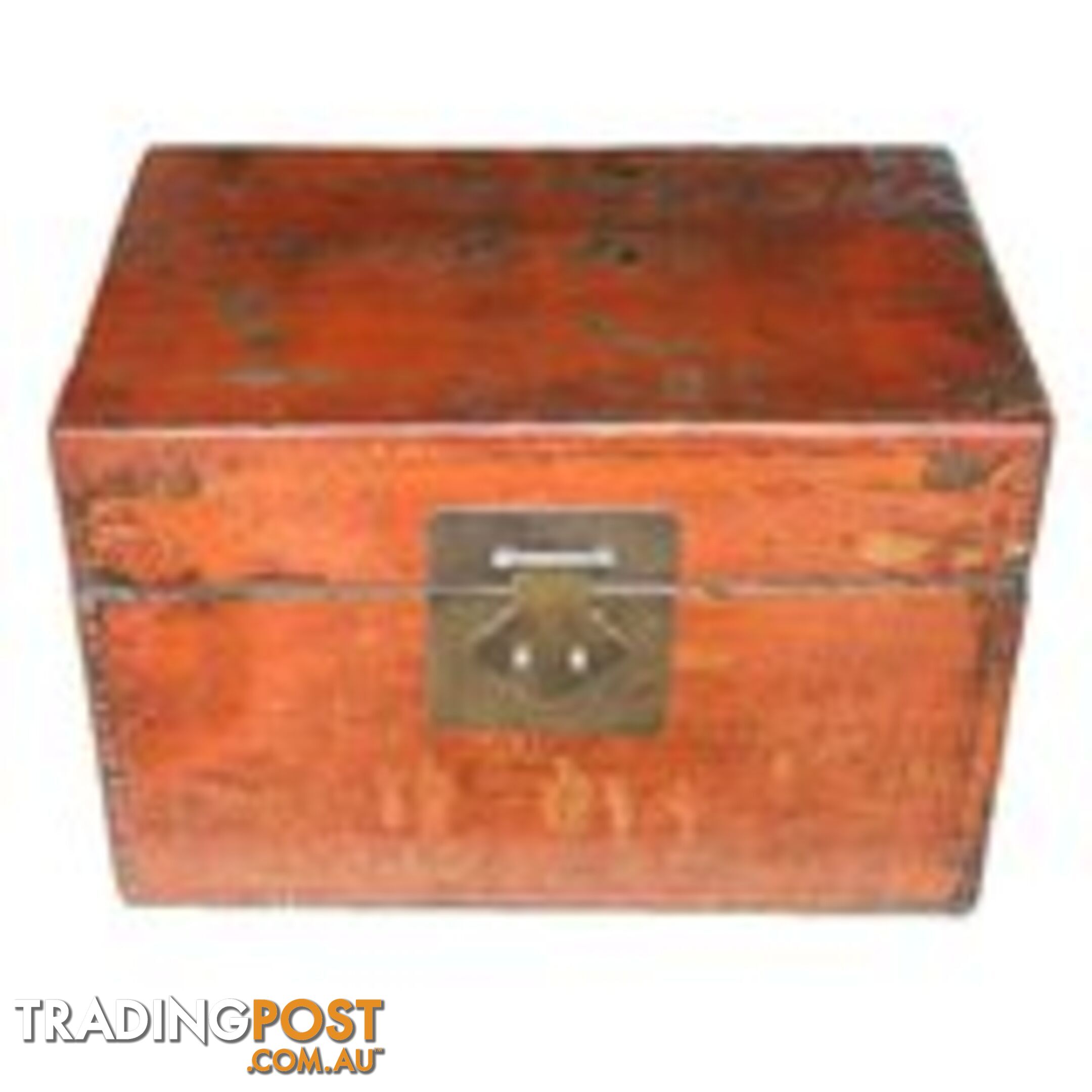 Original Red Storage Chest Trunk with Gold Painting