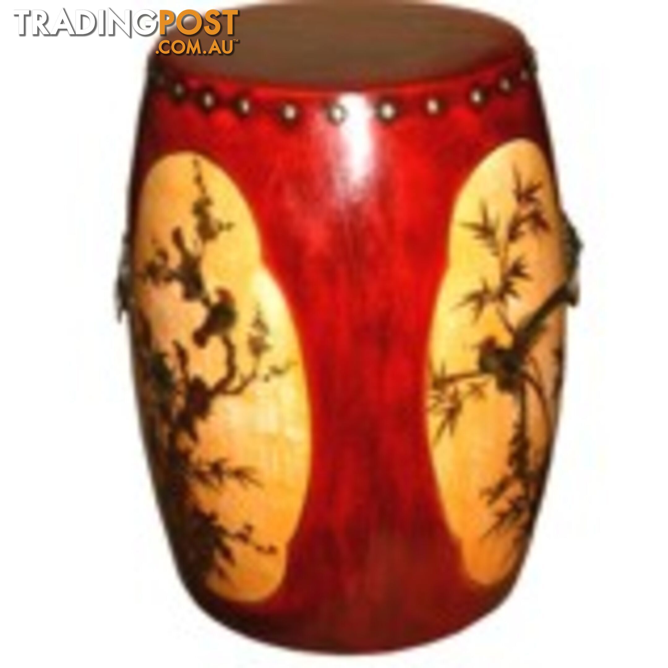 Red Painted Chinese Drum Stool