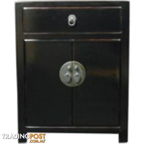 Black Lacquered Bedside Table