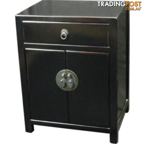 Black Lacquered Bedside Table