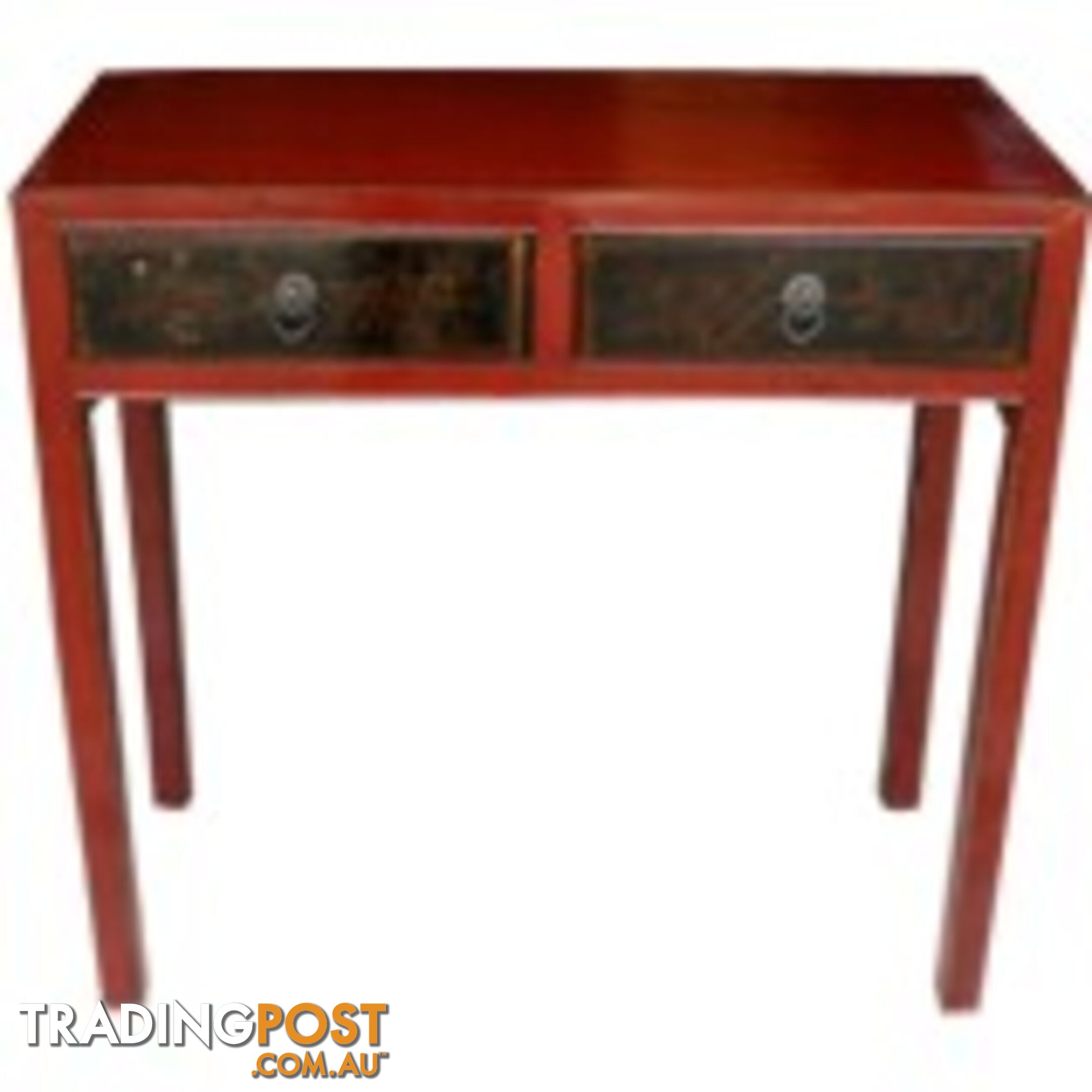 Red Console Table w/ Painted Drawers