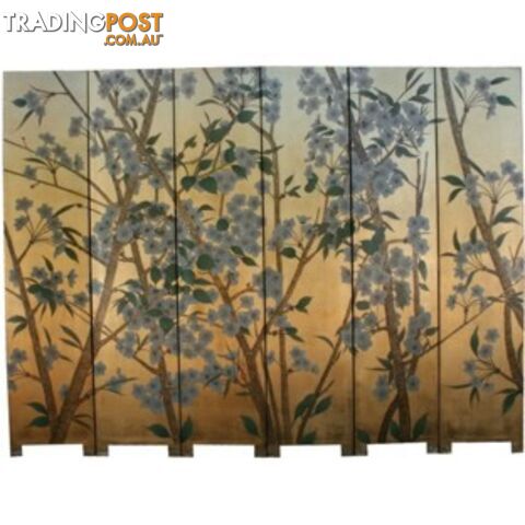 Chinese Gold Wild Flower Room Divider Screen