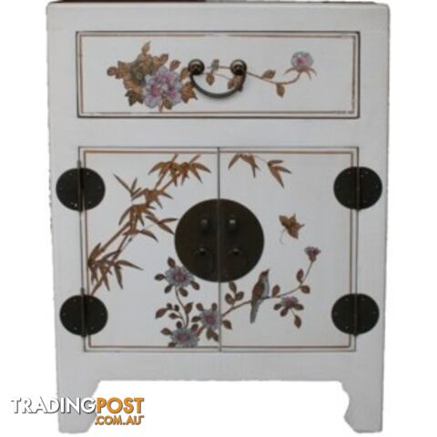 Hand Made White Painted Chinese Bedside Table