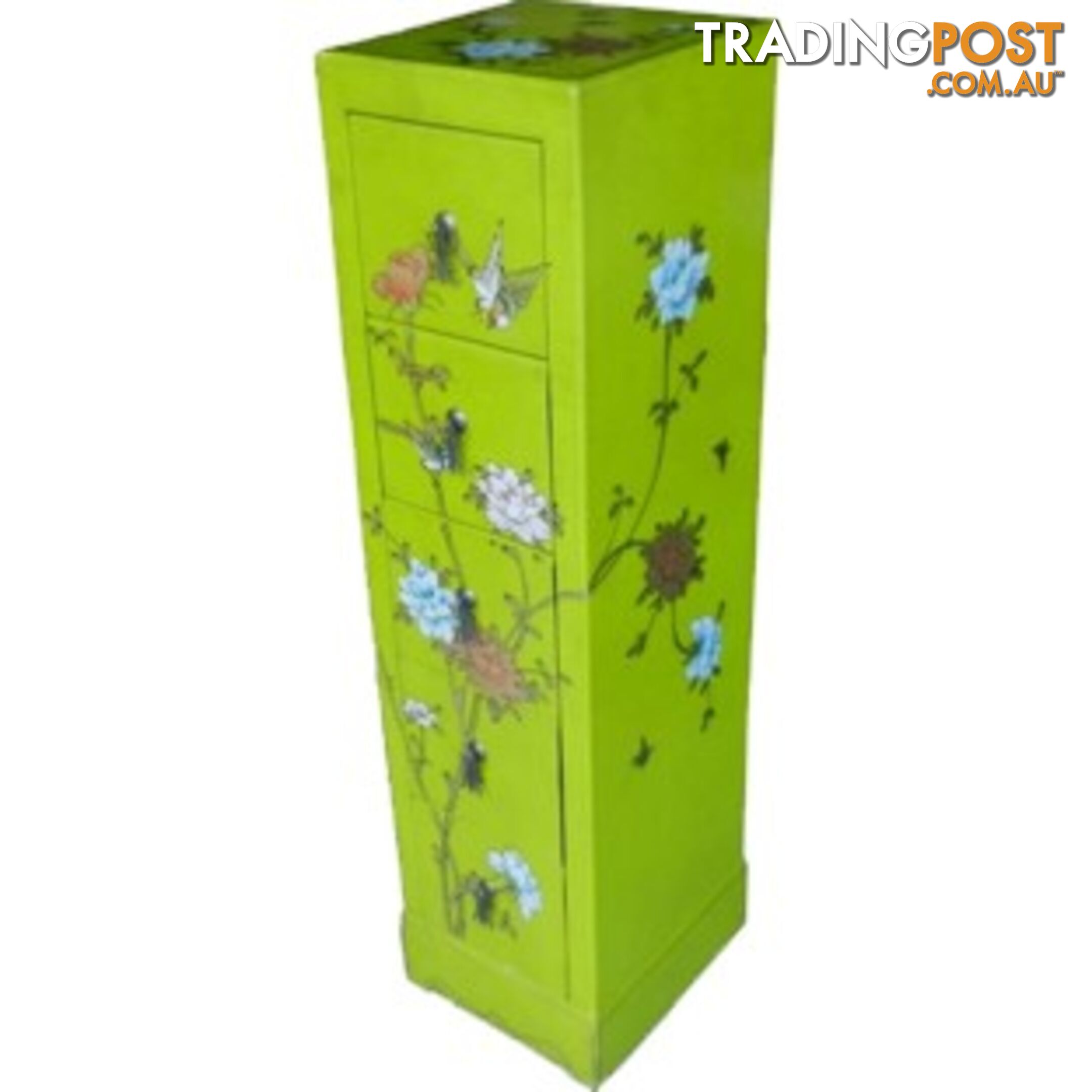 Green Chest of Drawers - 5 Drawers Oriental CD Storage Tower