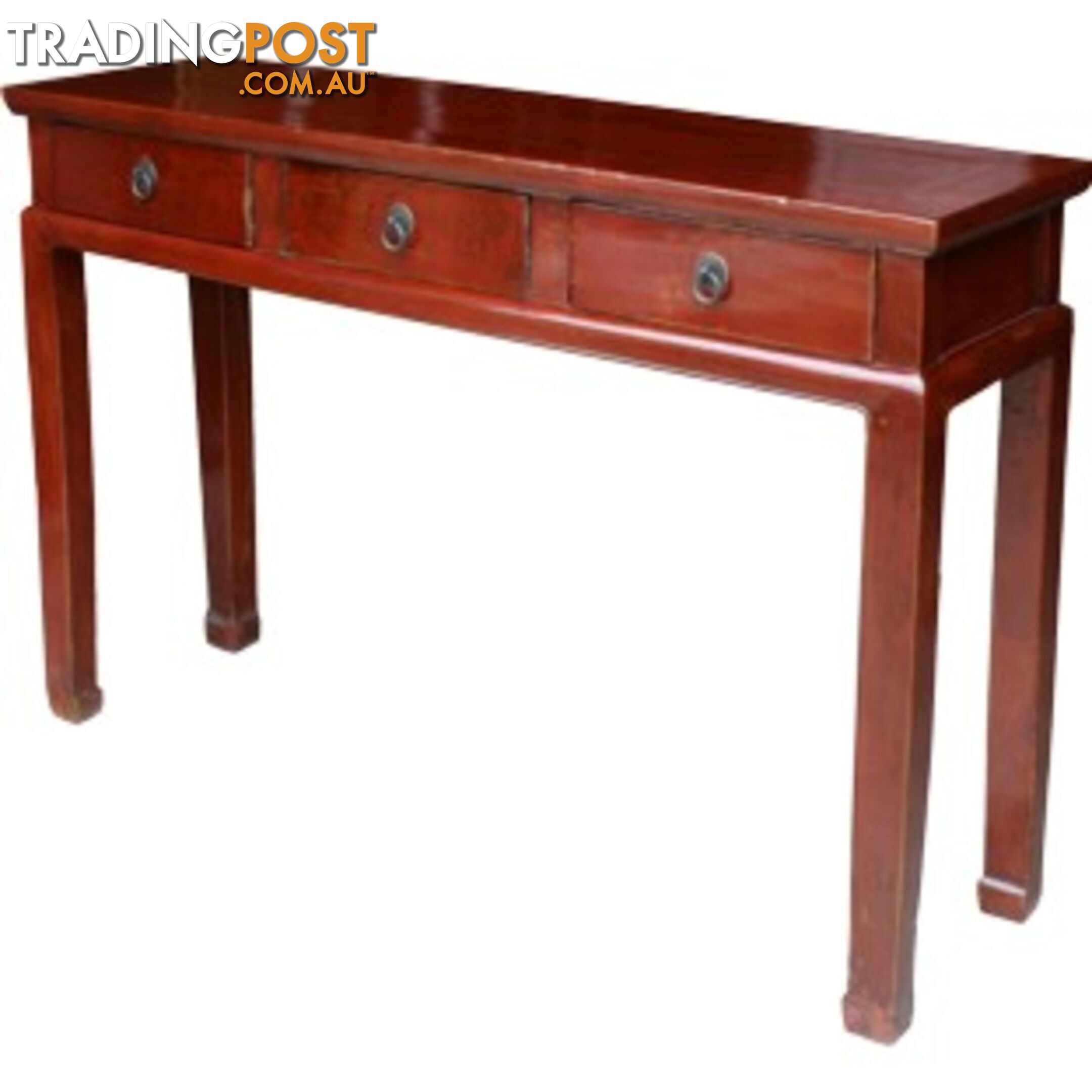 Chinese Original Maroon 3-Drawer Hallway Table