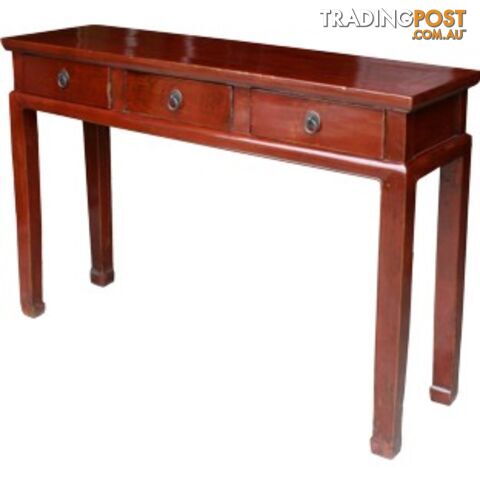 Chinese Original Maroon 3-Drawer Hallway Table