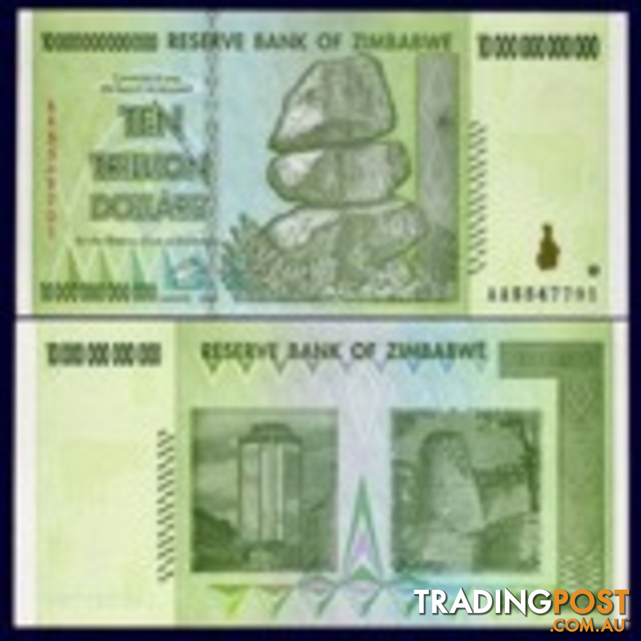 Zimbabwe 10 Trillion Banknote 2008 UNC AA++