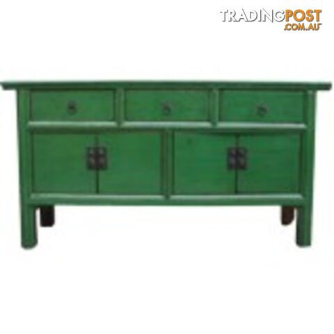 Green Lacquered Wood Low Sideboard Buffet