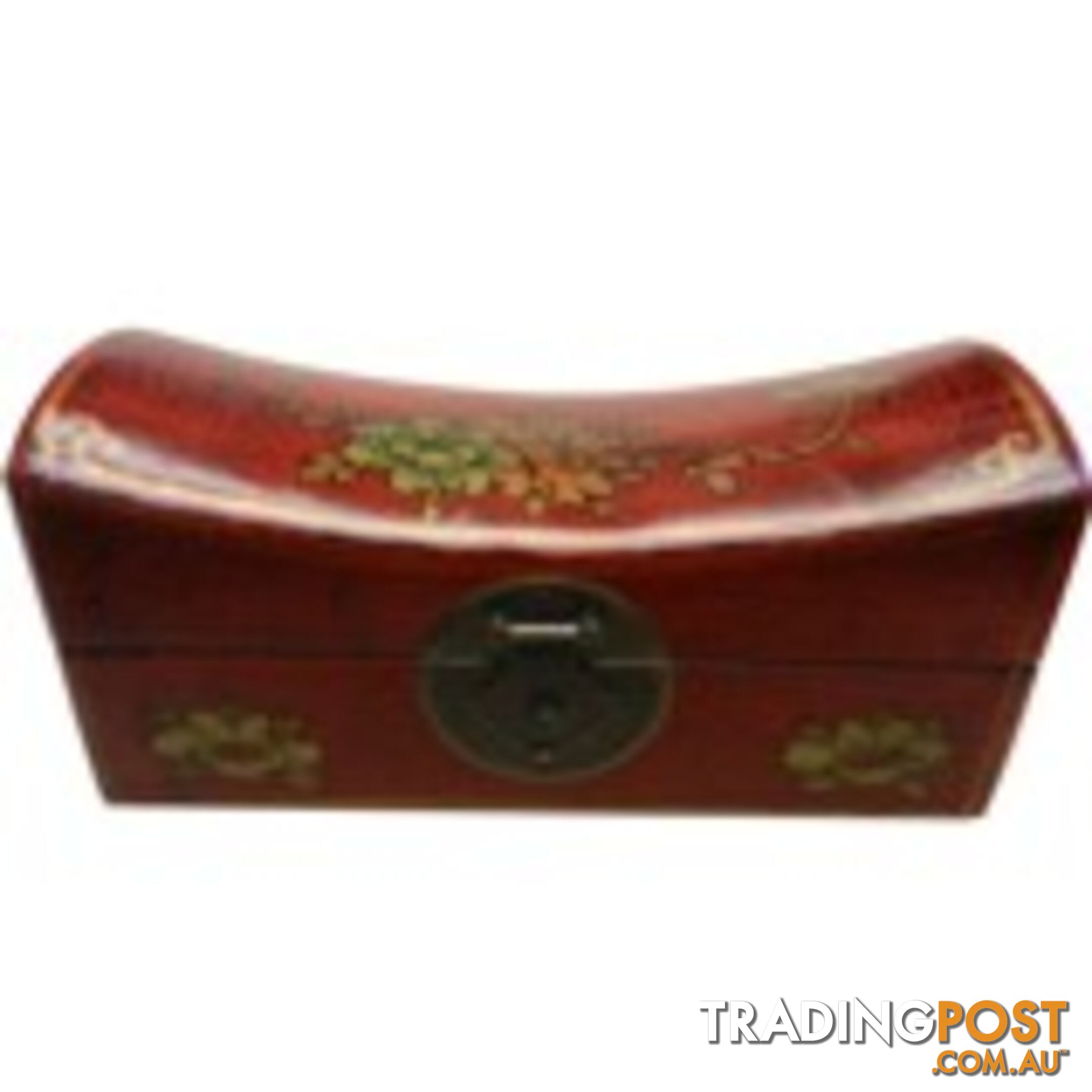 Large Red Painted Flora Chinese Jewellery Box