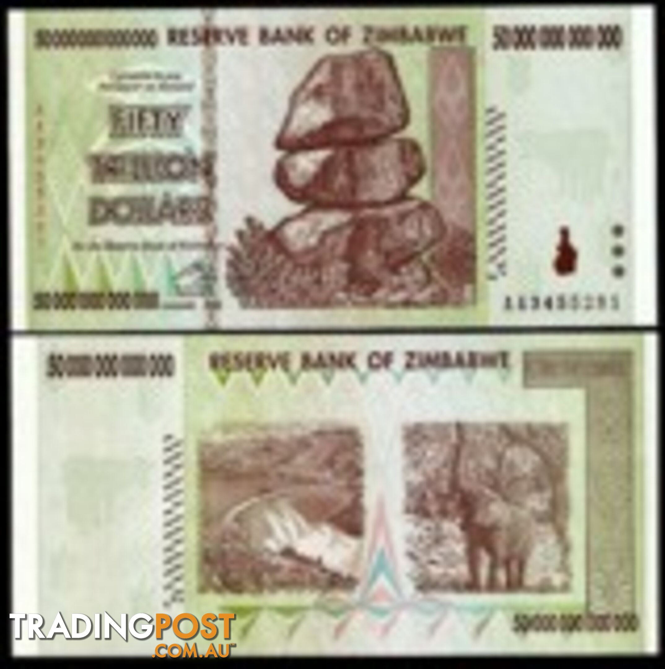 Zimbabwe 50 Trillion Banknote 2008 UNC AA++