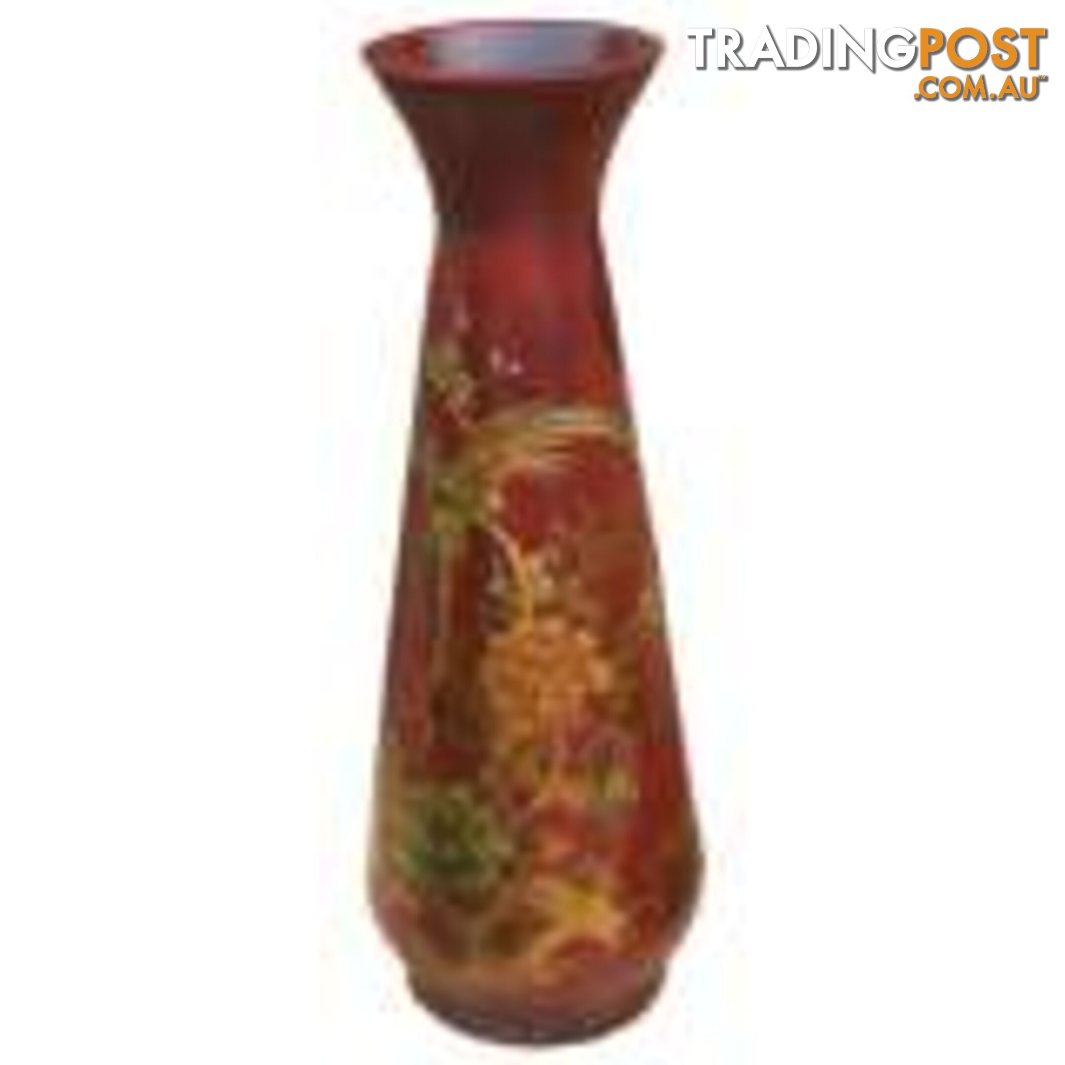 Red Painted Chinese Wood Vase