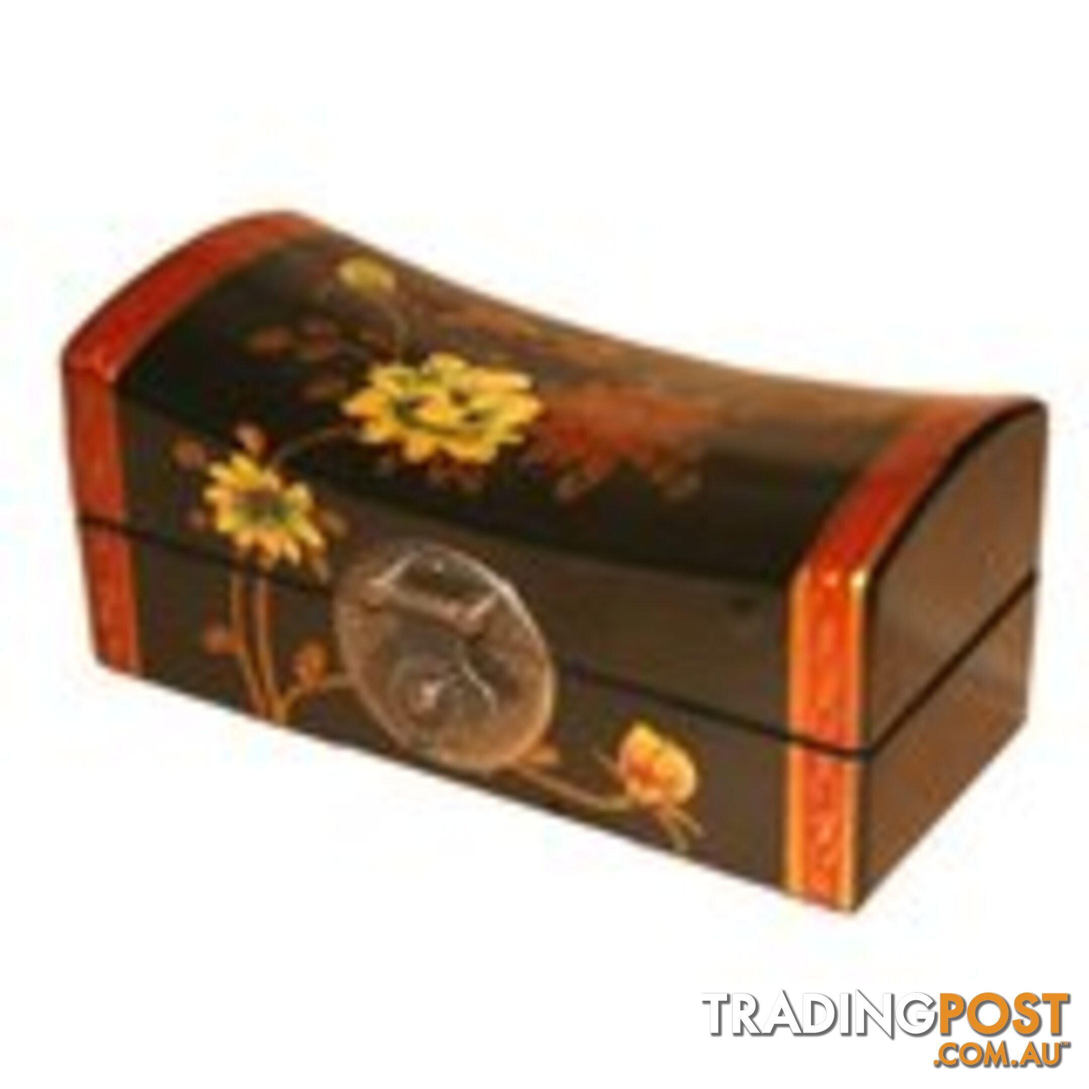 Black Hand Painted Flora Chinese Jewellery Box