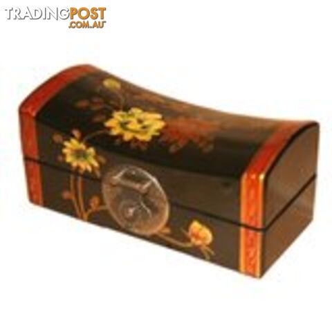Black Hand Painted Flora Chinese Jewellery Box