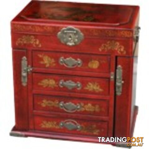 Four Drawers Two Side Doors Red Mirror Box