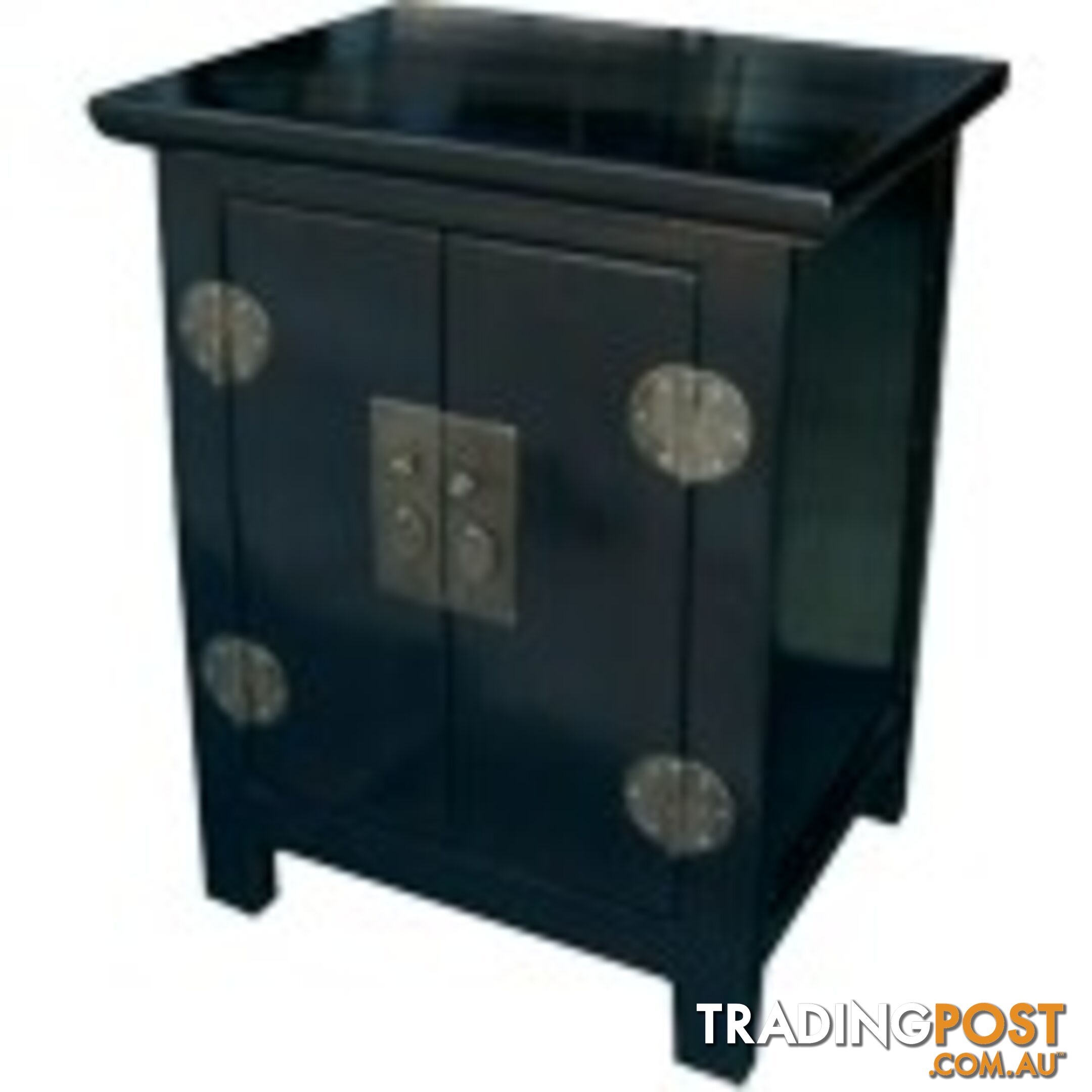 Black Lacquer Chinese Bedside Cabinet