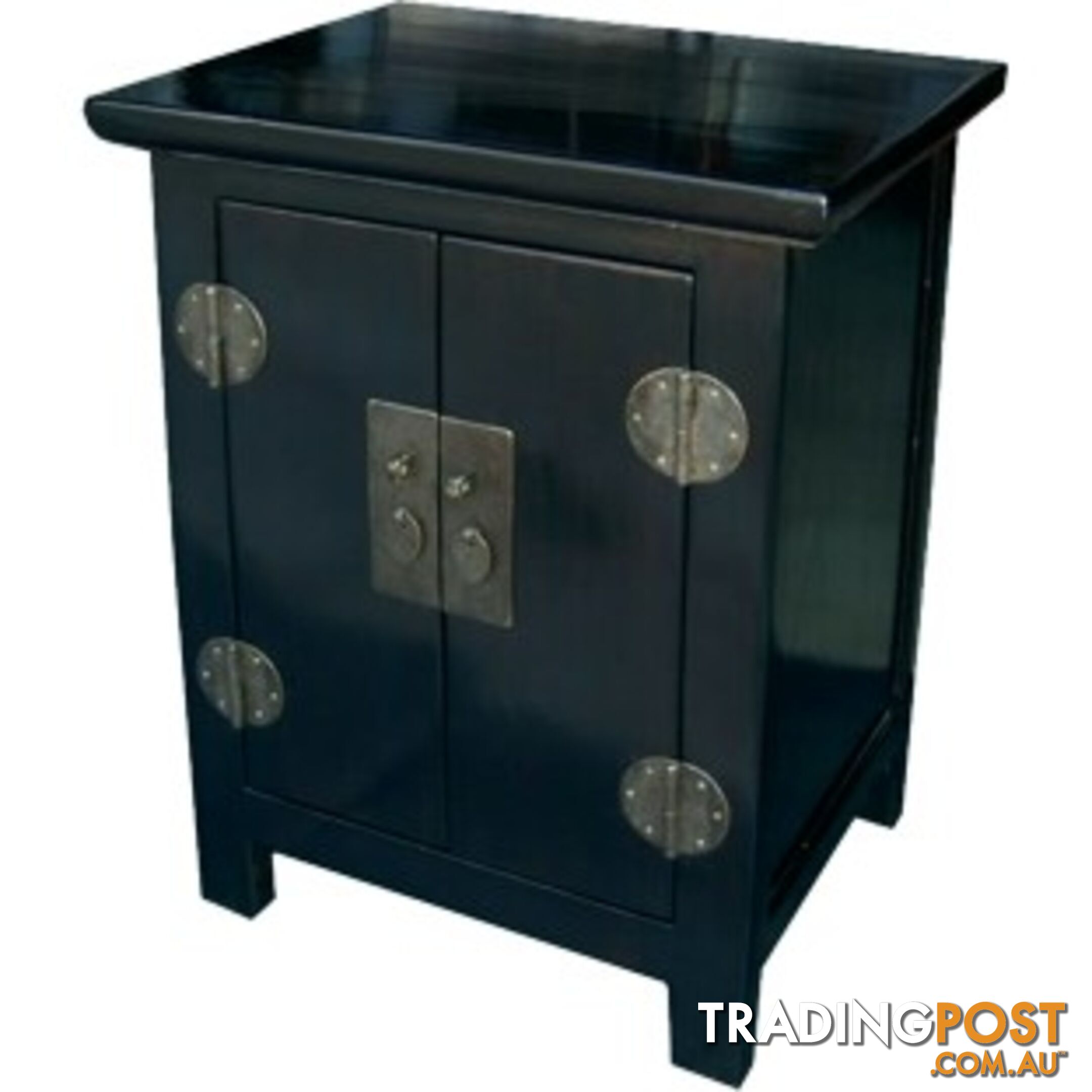 Black Lacquer Chinese Bedside Cabinet