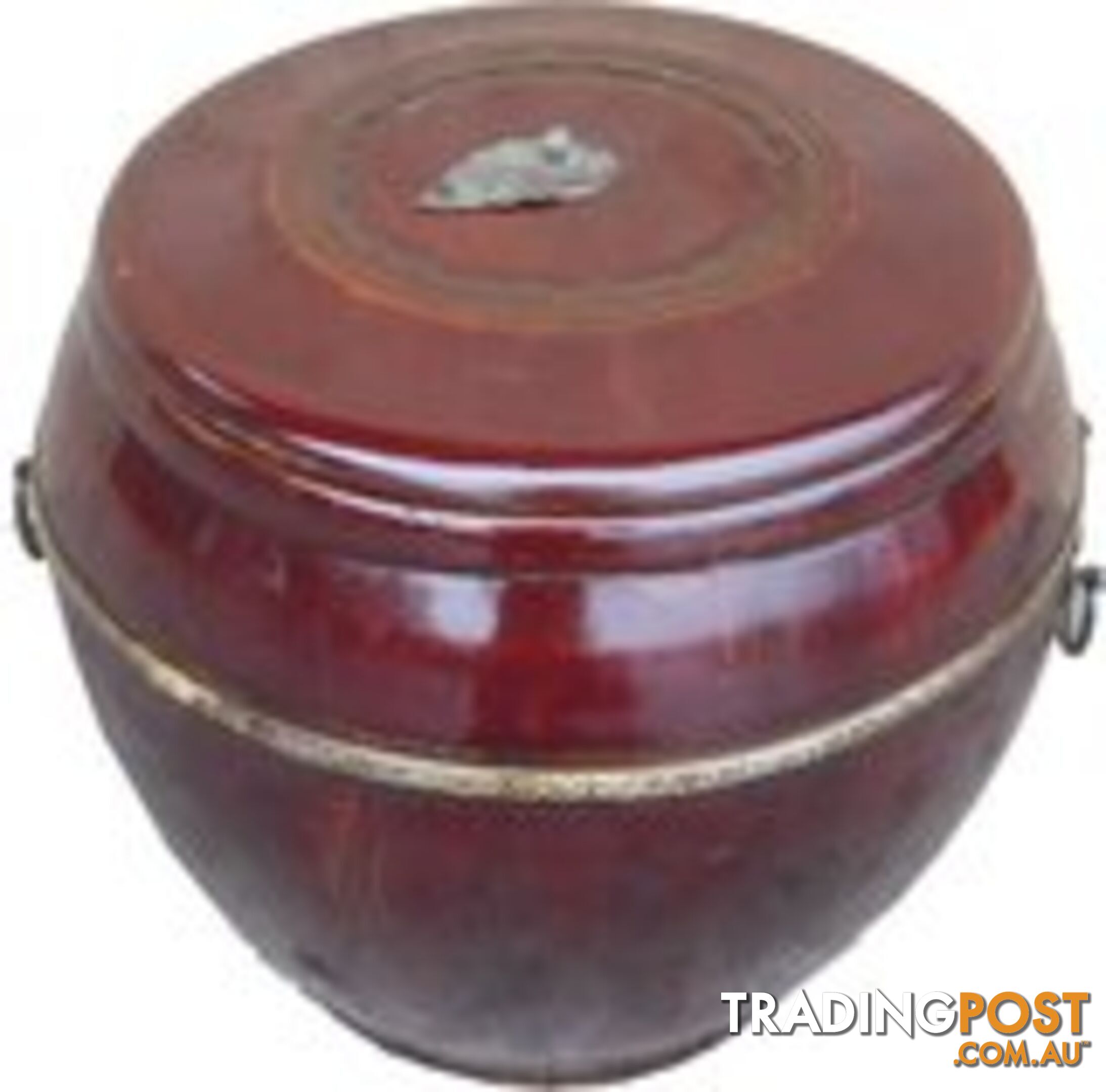 Maroon Round Wood Rice Container Box with Lid