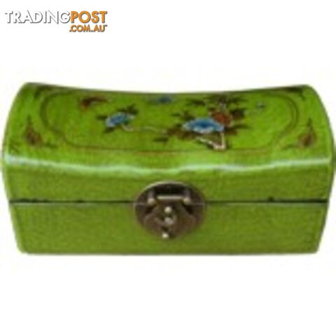 Green Chinese Painted Jewellery Box