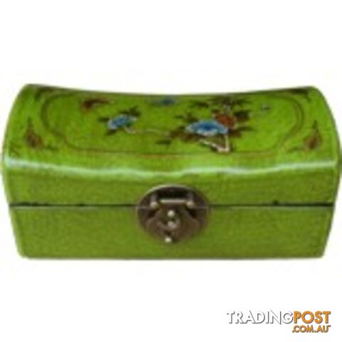 Green Chinese Painted Jewellery Box