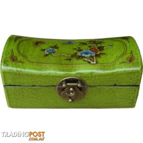 Green Chinese Painted Jewellery Box