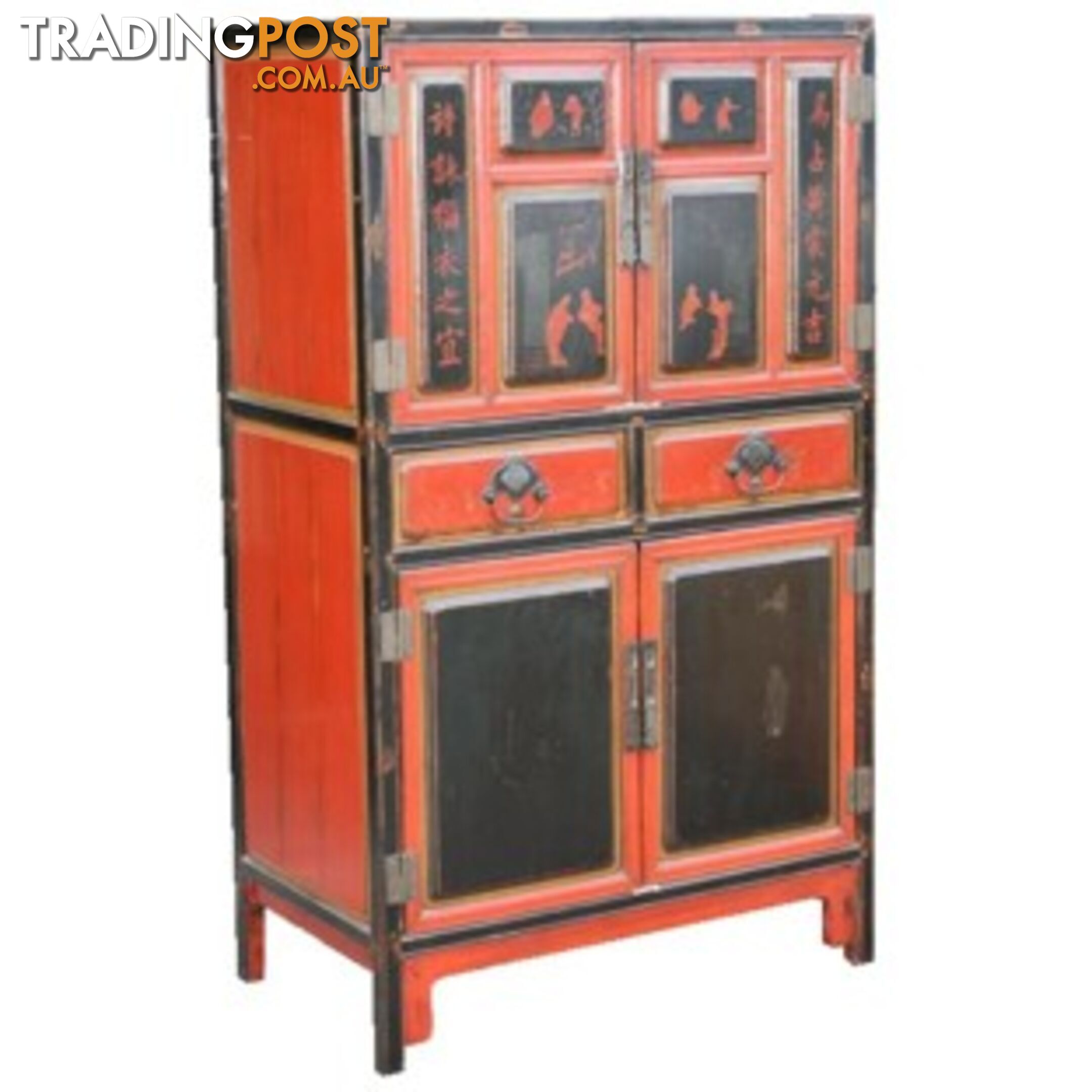 Large Original Chinese Antique Cabinet with Paintings