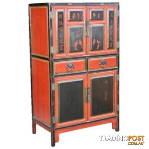 Large Original Chinese Antique Cabinet with Paintings