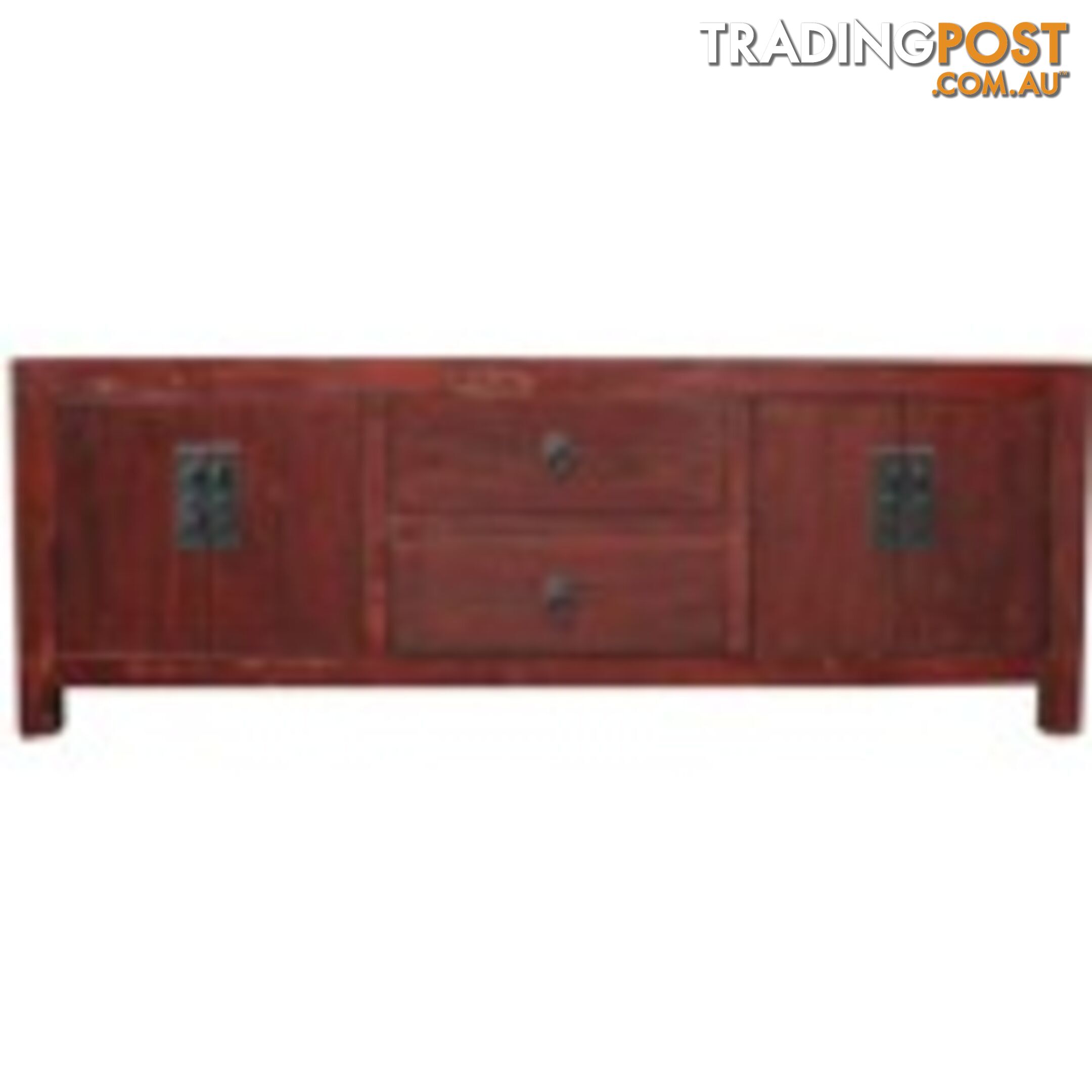 Brown Lacquered Wood Low Sideboard Buffet