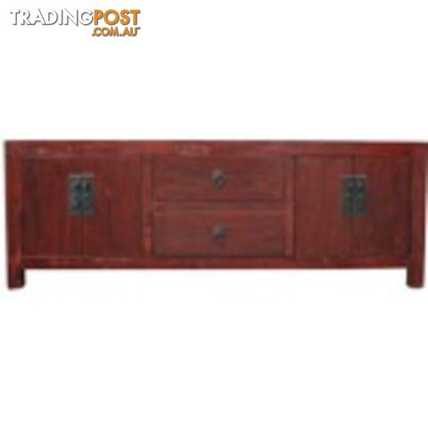 Brown Lacquered Wood Low Sideboard Buffet