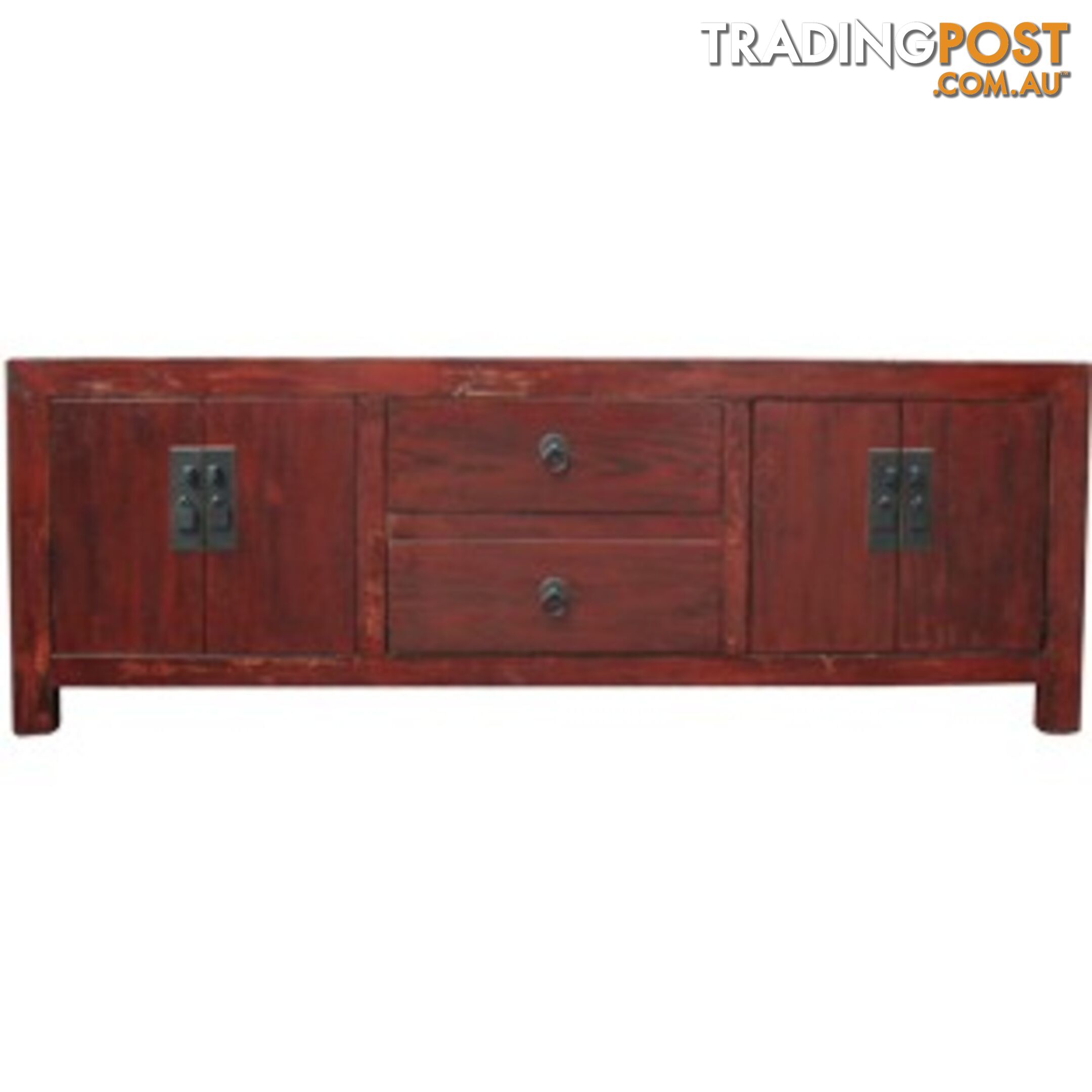 Brown Lacquered Wood Low Sideboard Buffet