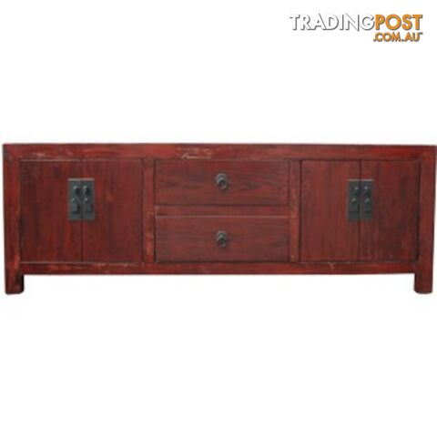 Brown Lacquered Wood Low Sideboard Buffet