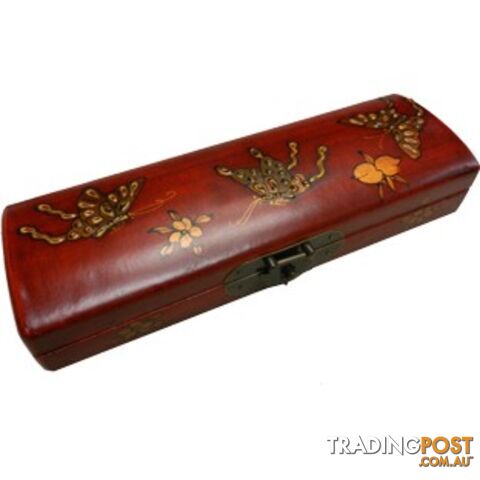 Red Oriental Embossed Butterfly Pencil Case - photo 2 of 2