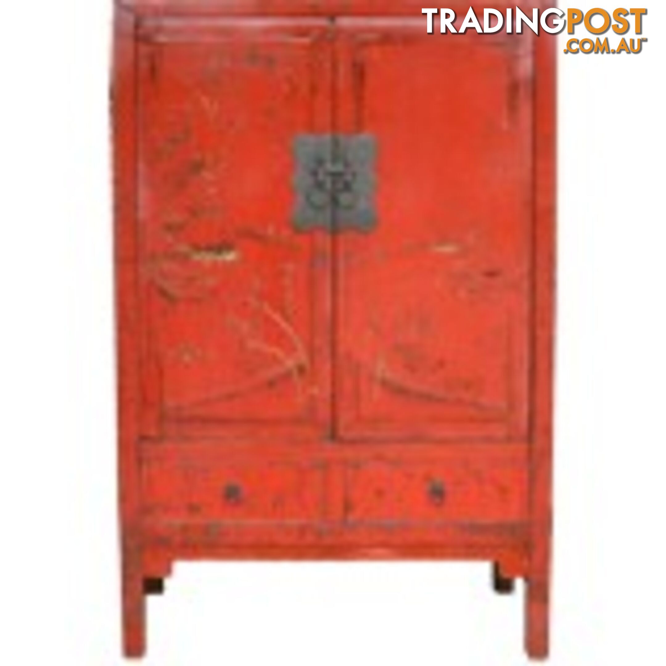 Large Original Chinese Antique Painted Wedding Cabinet