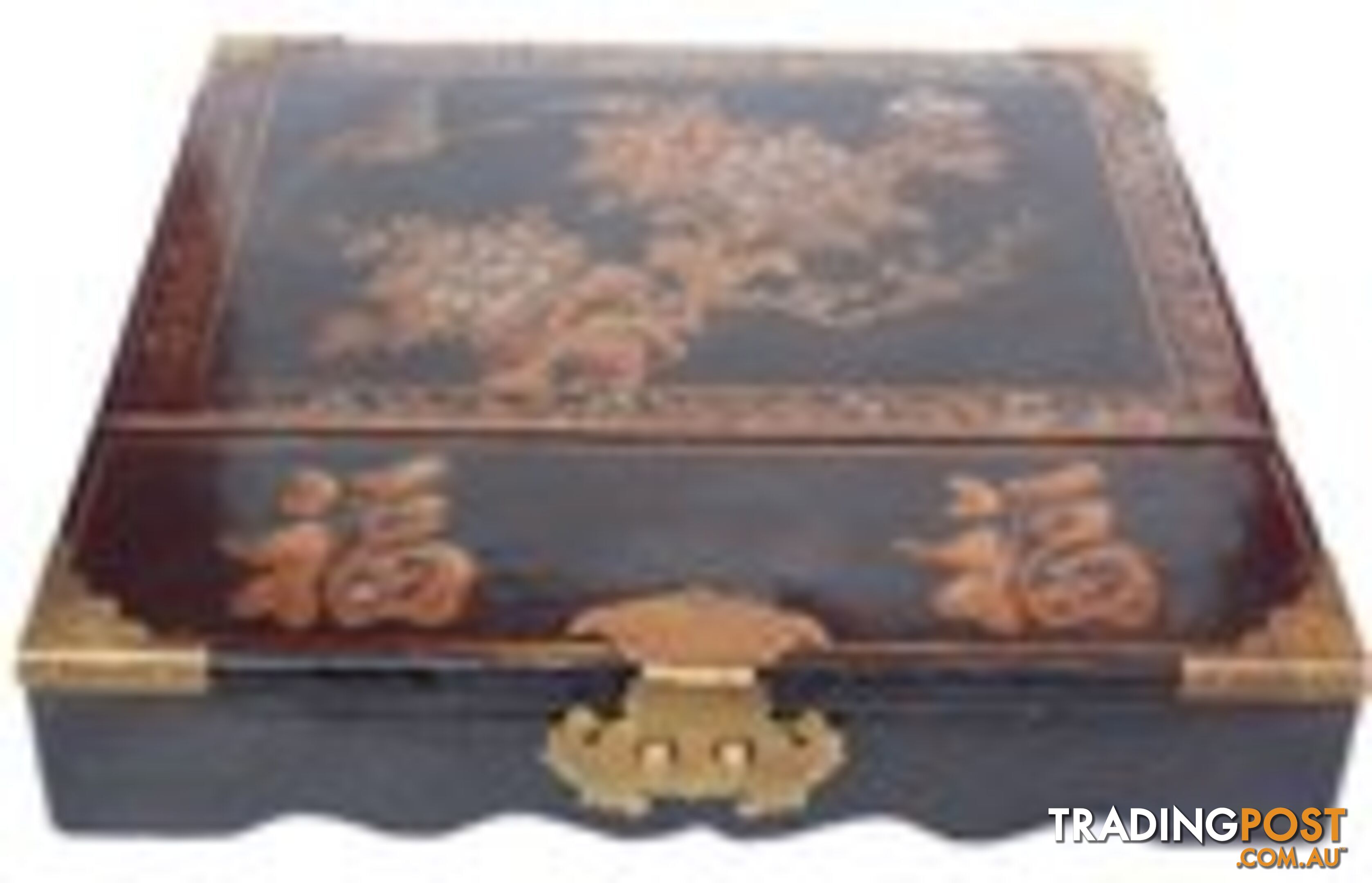 Black Chinese Painted Mirror Box