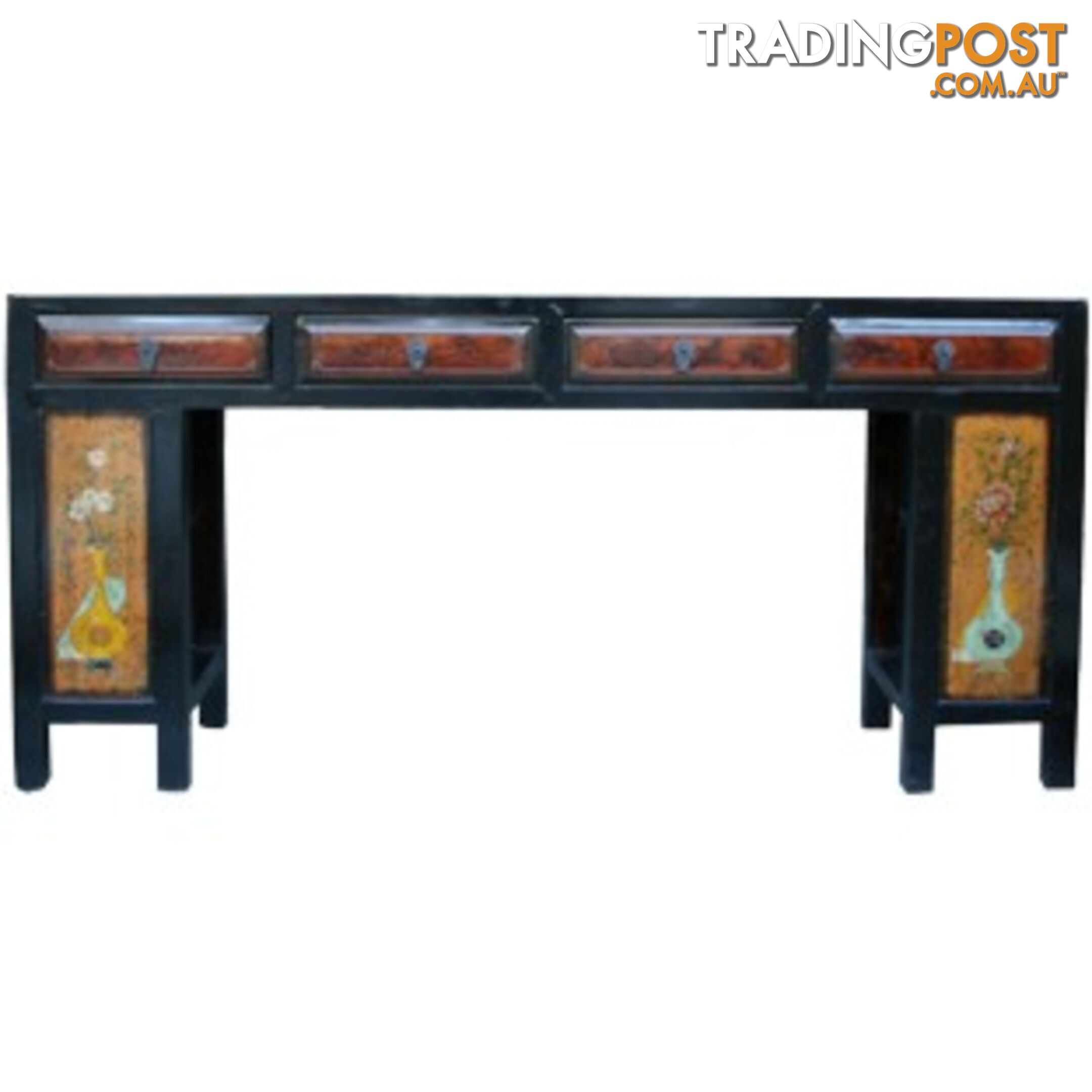 Original Mandarin Chinese Four Drawer Painted Long Table