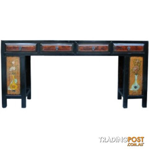 Original Mandarin Chinese Four Drawer Painted Long Table