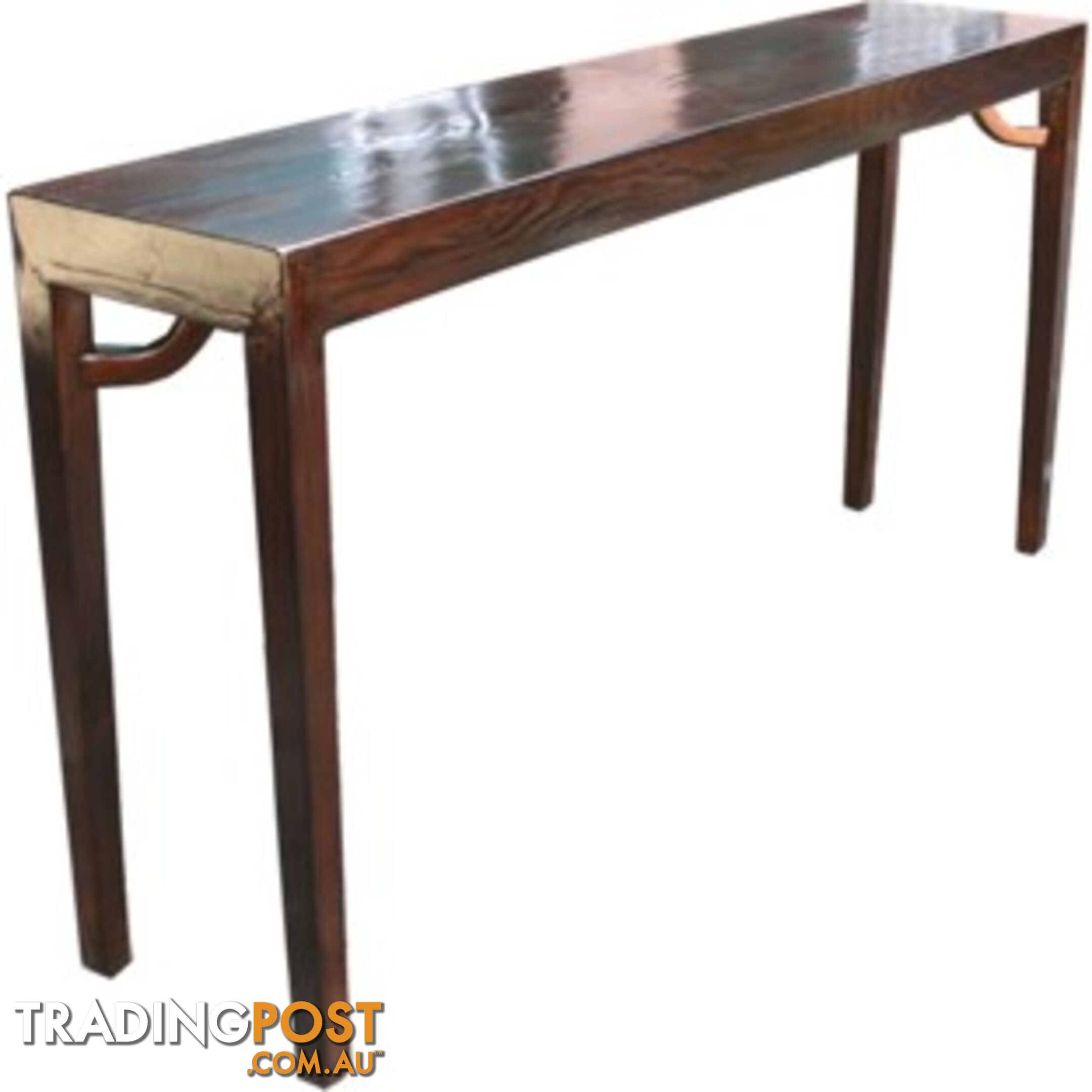 Chinese Dark Brown Console Table with Corner Legs