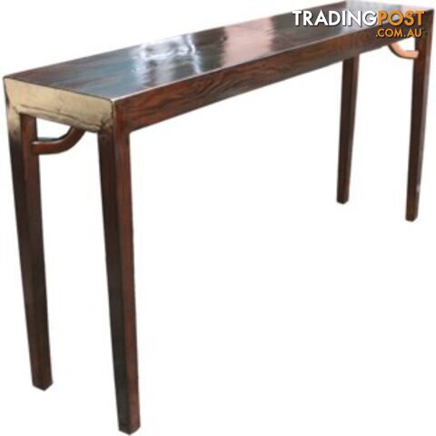 Chinese Dark Brown Console Table with Corner Legs