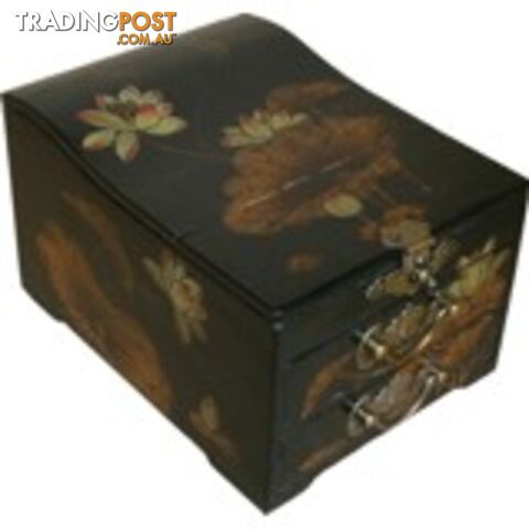 Black Chinese Jewellery Box Stand Up Mirror